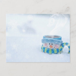 Sneeuwman illustratie ansichtkaart feestdagenkaart