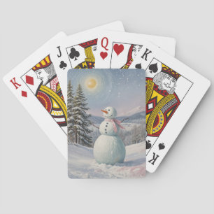 Sneeuwman in de Alpengloed Pokerkaarten