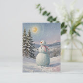 Sneeuwman in de Alpglans Feestdagenkaart (Staand voorkant)
