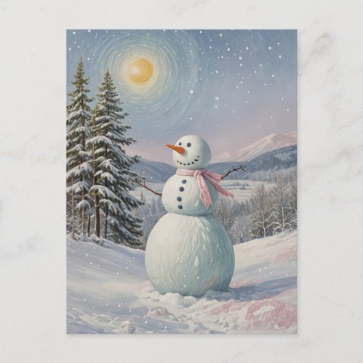 Sneeuwman in de Alpglans Feestdagenkaart (Voorkant)