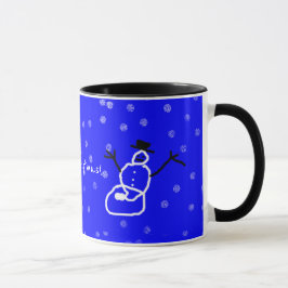 Sneeuwman in de sneeuw kunst door kinderen Vakanti Mok