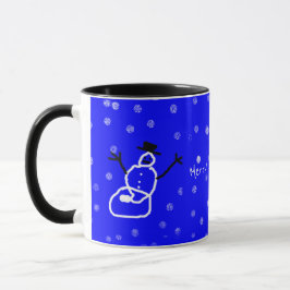 Sneeuwman in de sneeuw kunst door kinderen Vakanti Mok