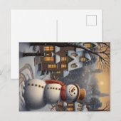 Sneeuwman in de stad  stijl kunst briefkaart (Voorkant / Achterkant)