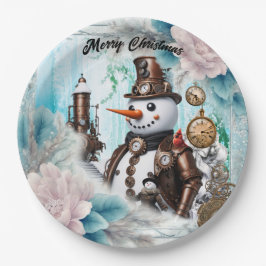 Sneeuwman in de tijd! Steampunk Snowman Papieren Bordje