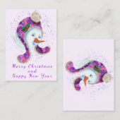 Sneeuwman in de winter Pet kerst Kaart Notitiekaartje (Voorkant / Achterkant)