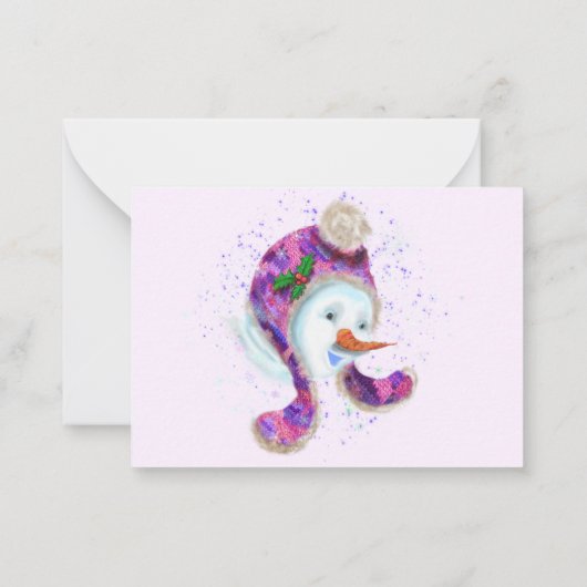 Sneeuwman in de winter Pet kerst Kaart Notitiekaartje (Achterkant)