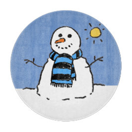 Sneeuwman in de zonneschijn snijplank