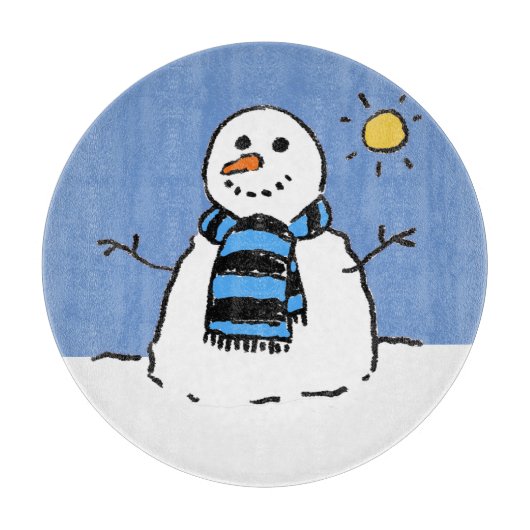 Sneeuwman in de zonneschijn snijplank (Voorkant)