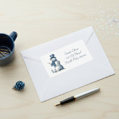 Sneeuwman in Delfts Blauw aanpasbaar Etiket