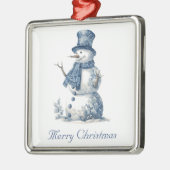 Sneeuwman in Delfts Blauw aanpasbaar Metalen Ornament (Links)