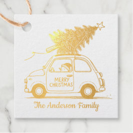 Sneeuwman in een auto | Merry Christmas Folie Favo Bedankjes Labels