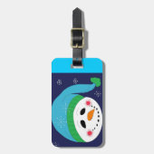 Sneeuwman in een blauw Pet Bagagelabel (Voorkant verticaal)