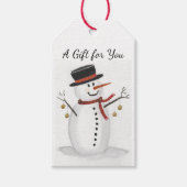 Sneeuwman in een Label met de hoogste pet Cadeaulabel (Voorkant)