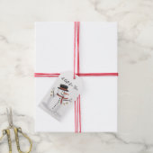 Sneeuwman in een Label met de hoogste pet Cadeaulabel (Met Touw)