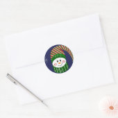 Sneeuwman in een Pet met lange streep Ronde Sticker (Envelop)