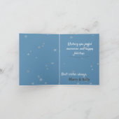 Sneeuwman in een pot Sneeuwvlokken Blauw Feestdagen Kaart (Binnen)