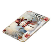 Sneeuwman in een rood Pet Magneet (Linkerzijde)