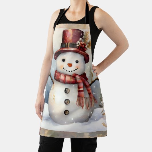 Sneeuwman in een rood Pet Schort (Insitu)