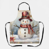 Sneeuwman in een rood Pet Schort (Voorkant)