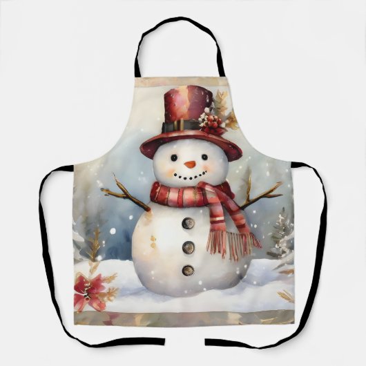 Sneeuwman in een rood Pet Schort (Voorkant)