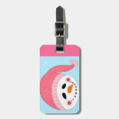Sneeuwman in een roze Pet Bagagelabel (Voorkant verticaal)