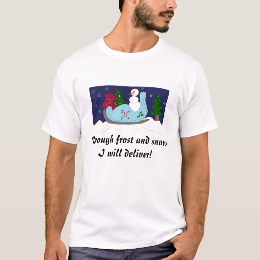 Sneeuwman in een slee t-shirt (Voorkant)