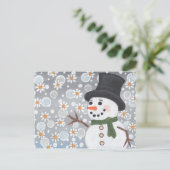 Sneeuwman in een sneeuwstorm briefkaart (Staand voorkant)