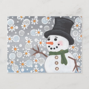 Sneeuwman in een sneeuwstorm briefkaart