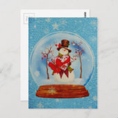 Sneeuwman in een sneeuwWereldbol Briefkaart (Voorkant / Achterkant)