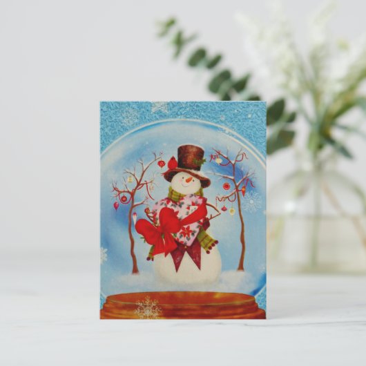 Sneeuwman in een sneeuwWereldbol Briefkaart (Staand voorkant)