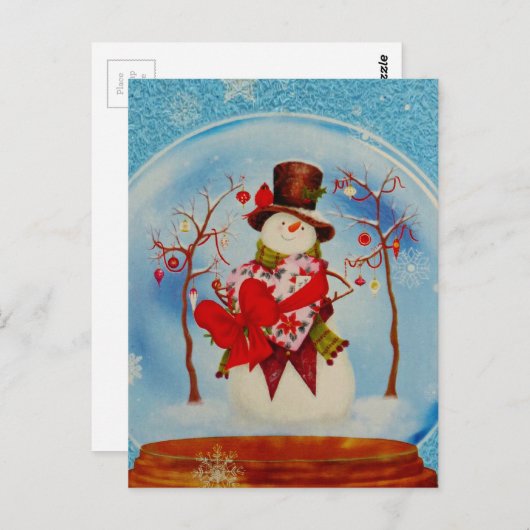 Sneeuwman in een sneeuwWereldbol Briefkaart (Voorkant / Achterkant)
