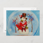 Sneeuwman in een sneeuwWereldbol Briefkaart (Voorkant / Achterkant)