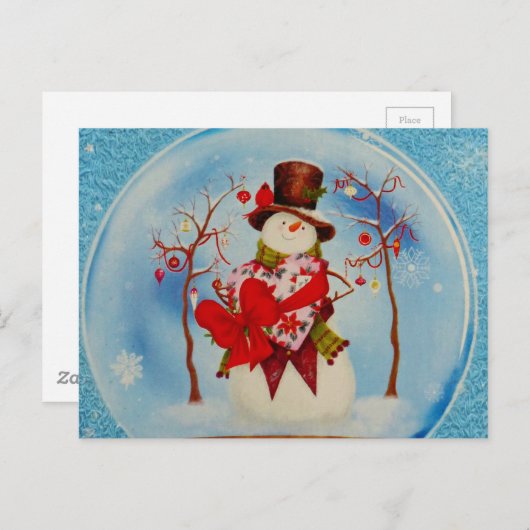 Sneeuwman in een sneeuwWereldbol Briefkaart (Voorkant / Achterkant)