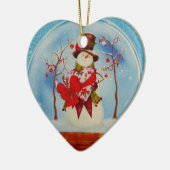 Sneeuwman in een sneeuwWereldbol Keramisch Ornament (Links)