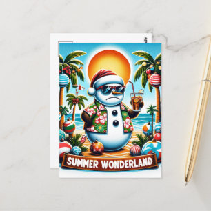 Sneeuwman in een zomer Wonderland Briefkaart