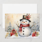Sneeuwman in een zwart Pet Feestdagenkaart (Voorkant / Achterkant)