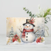 Sneeuwman in een zwart Pet Feestdagenkaart (Staand voorkant)