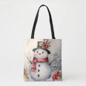 Sneeuwman in een zwart Pet Tote Bag (Voorkant)