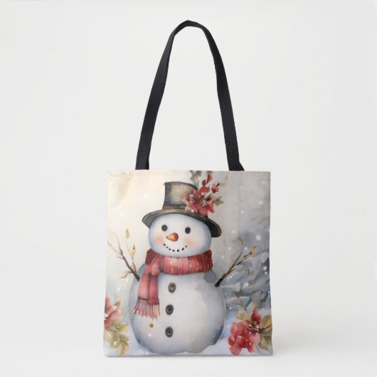 Sneeuwman in een zwart Pet Tote Bag (Voorkant)