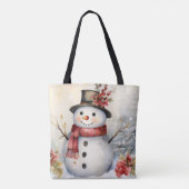 Sneeuwman in een zwart Pet Tote Bag (Achterkant)