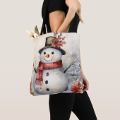 Sneeuwman in een zwart Pet Tote Bag (Dichtbij)