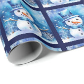 Sneeuwman in het blauw cadeaupapier (Rol Hoek)