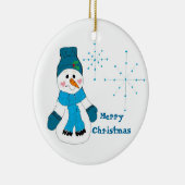 Sneeuwman in het blauw keramisch ornament (Rechts)