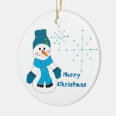 Sneeuwman in het blauw keramisch ornament (Links)