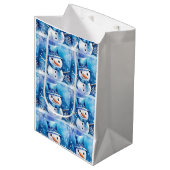 Sneeuwman in het blauw medium cadeauzakje (Voorkant Gekanteld)
