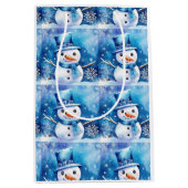 Sneeuwman in het blauw medium cadeauzakje (Voorkant)