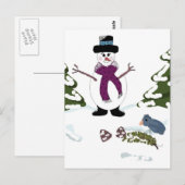 Sneeuwman in het bos briefkaart (Voorkant / Achterkant)