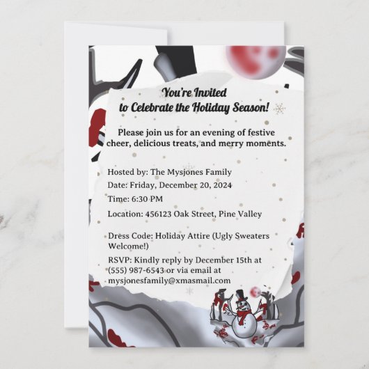 Sneeuwman in het griezelige vakantiebos kaart (Voorkant)