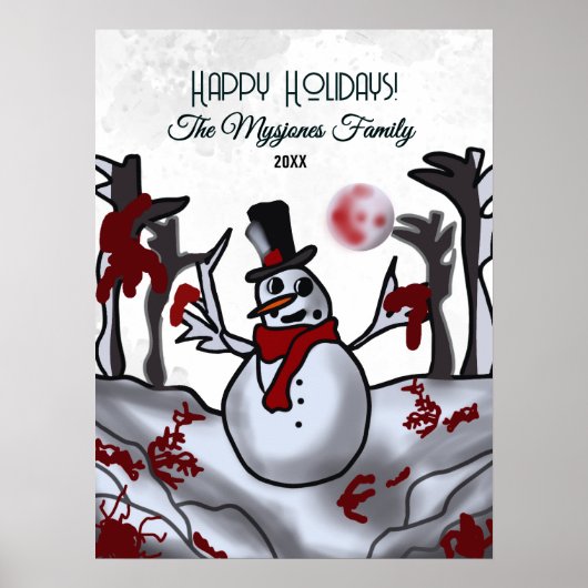 Sneeuwman in het griezelige vakantiebos poster (Voorkant)