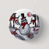 Sneeuwman in het griezelige vakantiebos ronde button 3,2 cm (Voorkant)
